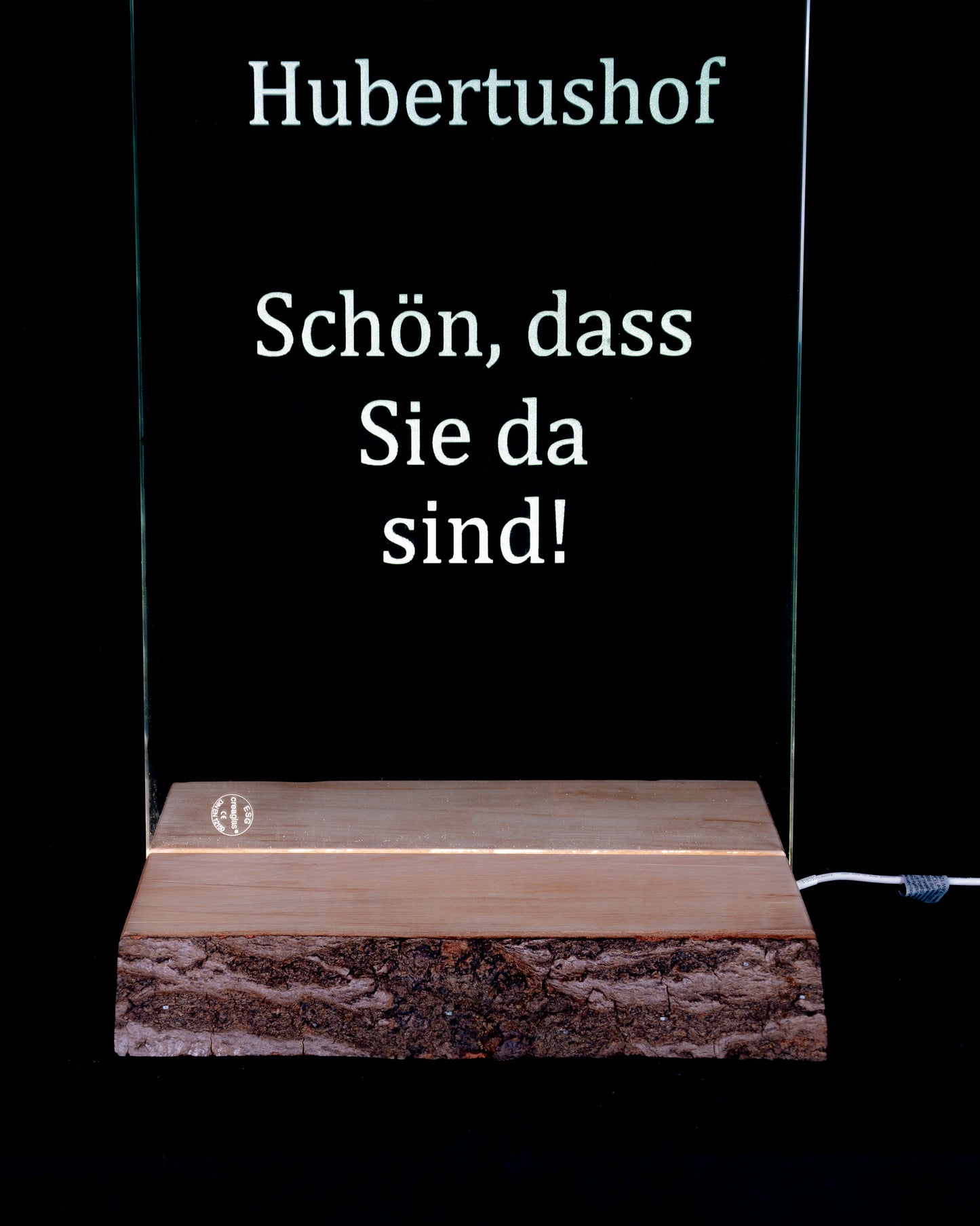 Personalisierter Glasaufsteller